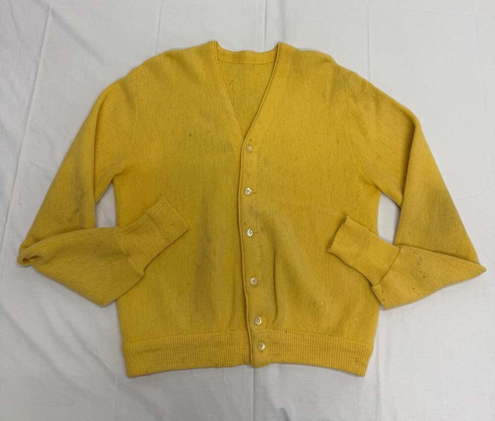 Vintage Yellow Wool Button-Up Cardigan Sweater